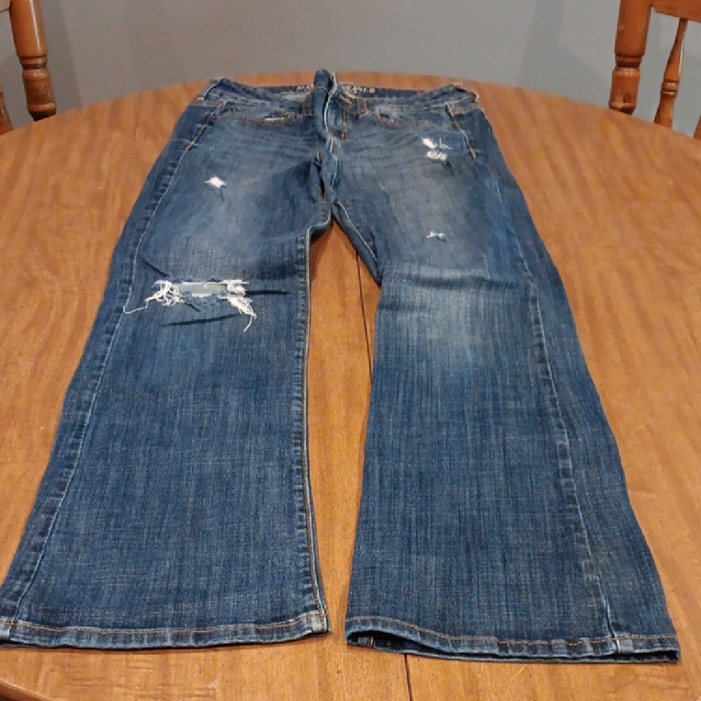 American Eagle Outfitters  Bootcut Distressed Jeans - Dark Blue